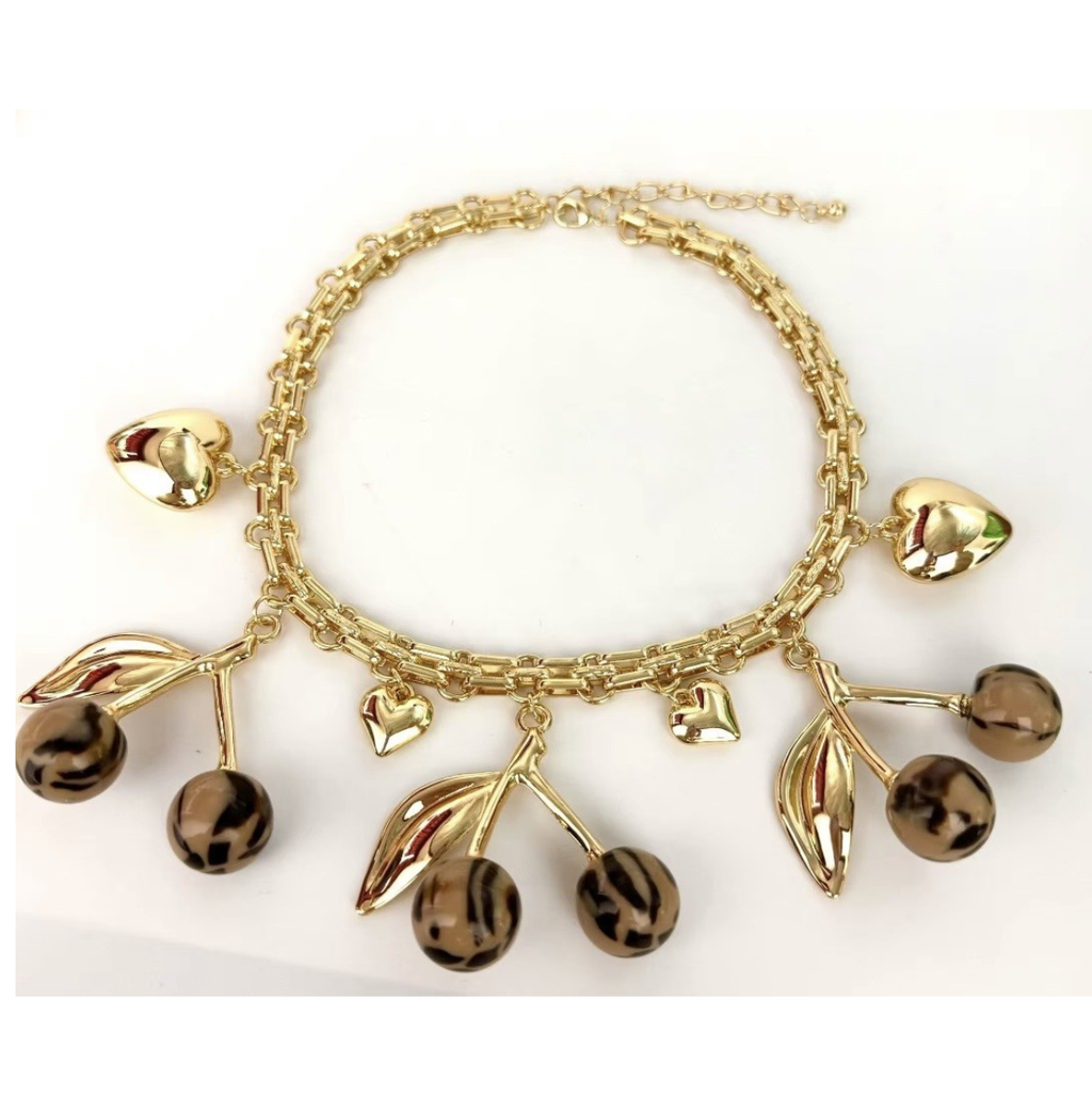 CHEETAH CHERRY NECKLACE