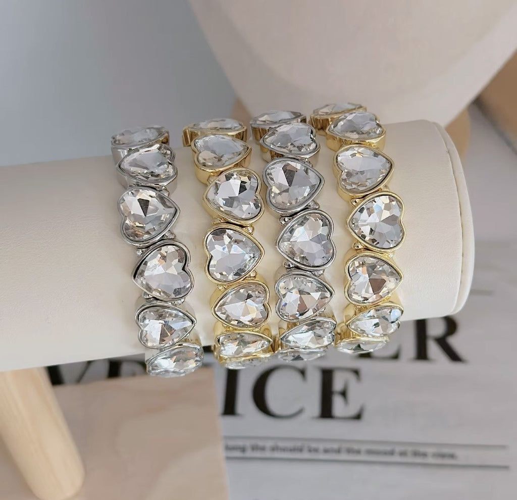 CRYSTAL HEART ELASTIC BRACELET