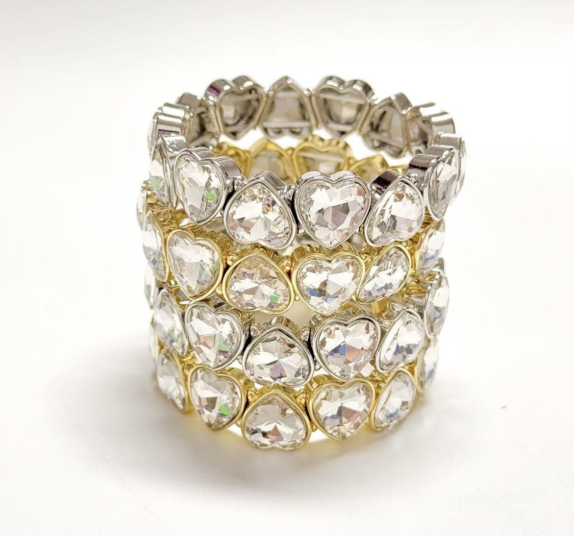 Crystal Elastic Heart Bracelet
