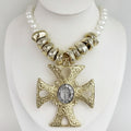 CROSS PEARLS NECKLACE